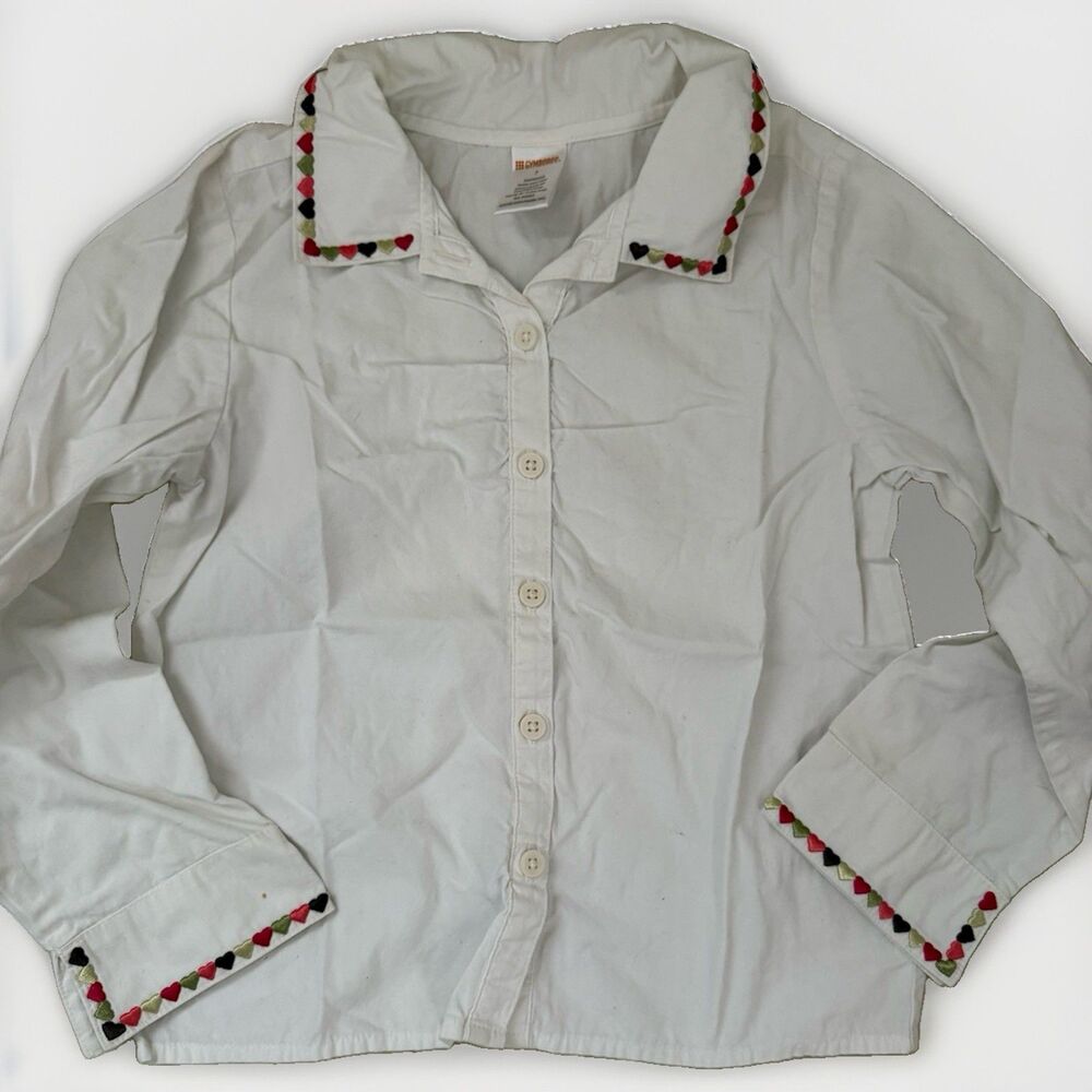 Vintage Gymboree Sz 7 Shirt Sugar Cookie Valentine Line Hearts School Button Top